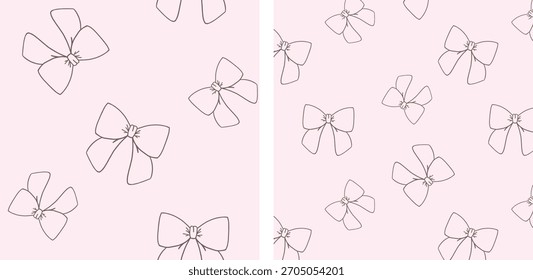 Pink bow outline seamless background