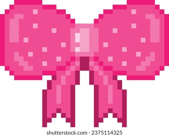 Pink bow Pixel art vector image or clip art
