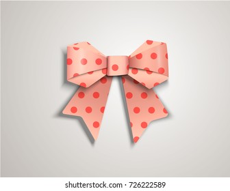 pink bow with polka dots eps 10 vector