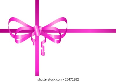 pink bow present. Vector illustration