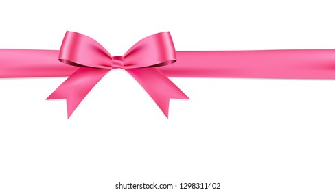 Pink Bow Realistic Shiny Satin Ribbon Stock Vector (Royalty Free ...