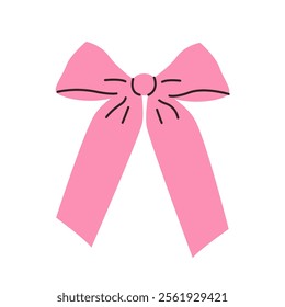 Pink bow. Ribbon accessory. Gift decor.