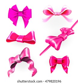 pink bow ribbon gift vector set