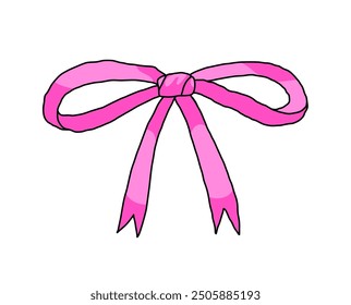 Cinta de lazo rosa mano. Elemento de diseño de Ilustración vectorial.