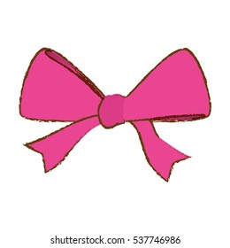 pink bow ribbon icon over white background. vector illustration