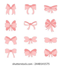 Pink bow ribbon set. Decoration for girls, hair care.