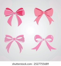 Pink Bow With Ribbon Vectors