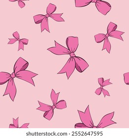 Pink Bow seamless pattern all over print