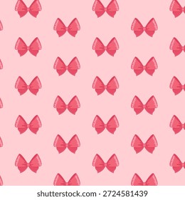 Patrón inconsútil del lazo rosado, muestra disponible en el panel de las muestras, lazos lindos de la cinta en el fondo pastel suave