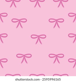 Pink Bow Seamless Pattern - Vector Background
A seamless pattern with pink decorative bows on a light pink background