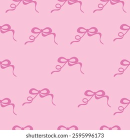 Pink Bow Seamless Pattern - Vector Background
A seamless pattern with pink decorative bows on a light pink background
