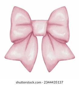 Pink bow, Bow set painting, watercolor style