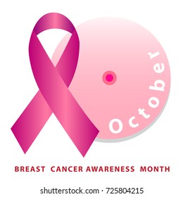 Pink bow symbolizes the fight against breast cancer in women. October is pink, breast cancer awareness month