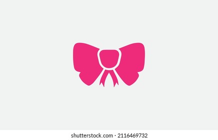 Pink bow tie icon. Isolated sign bow tie on gray background in flat design. Vector illustration.A necktie in the form of a bow. Vector Bow Tie.