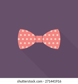 Pink bow ties icon with long shadow - Vector