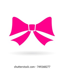 Pink bow vector icon