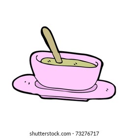 pink bowl of soup cartoon