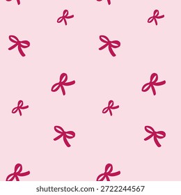 Lazos rosados sobre fondo rosa sin patrón. Patrón con lazos.