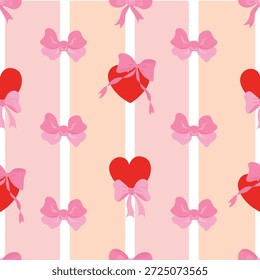 Patrón de arcos rosas y corazones rojos. Diseño para tela, textil, Fondo de pantalla, embalaje.	