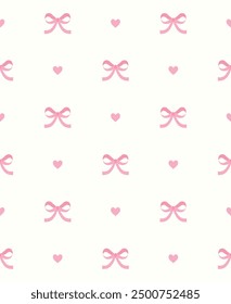 Pink bows seamless pattern design. Vintage style. Vector illustration.