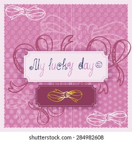Pink bows. Vector Illustration for design.