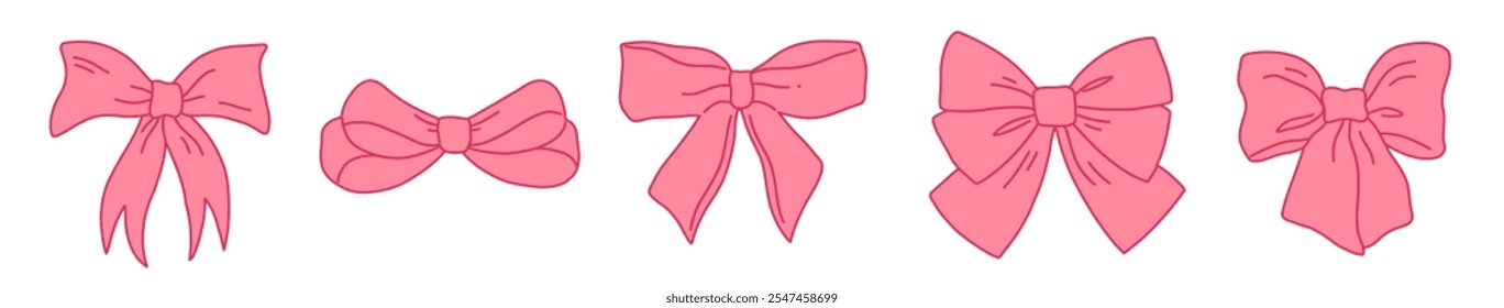 Conjunto de vetores de arcos-rosa. Arcos de Clipart isolados em um fundo branco. Ilustração vetorial.