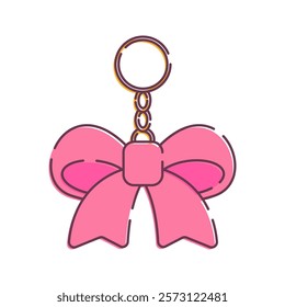 A pink bow-shaped keychain, a cute and functional accessory.