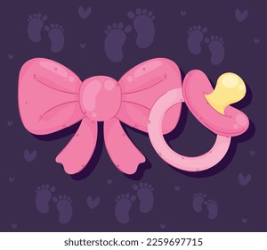 pink bowtie with pacifier icons