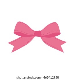 pink bowtie ribbon cute icon. Isolated and flat illustration. Vector graphic