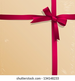  Pink box for candy with tied pink ribbon. Vector background