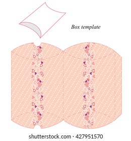 Pink box template with hearts and dots