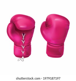 Pink boxing gloves in realistic style Vector