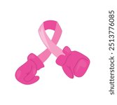 pink boxing gloves with pink ribbon breast cancer isolated