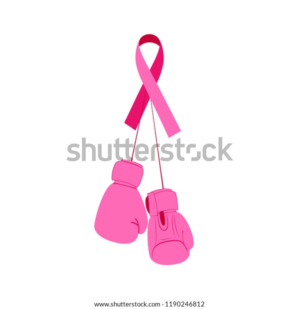 Pink Boxing Gloves Pink Ribbon Breast Stock Vector ...