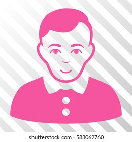 Pink Boy toolbar pictogram. Vector pictograph style is a flat symbol on diagonal hatch transparent background.