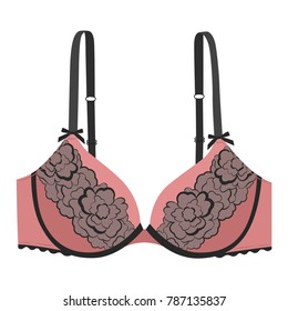 Pink bra isolated on white background