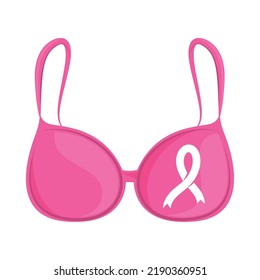pink bra ribbon cancer month isolated icon svg