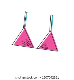 Pink bra with straps. Flat simple icon.