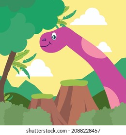 pink brachiosaurus card on nature