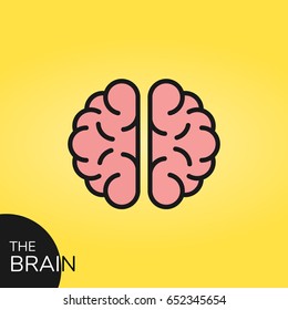 Pink Brain Logo Icon vector template. Brainstorm, think, idea.