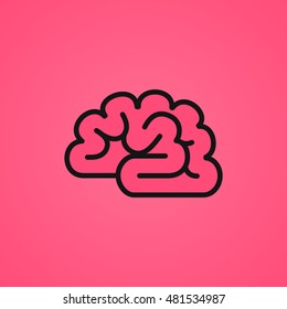 Pink brain simple line icon
