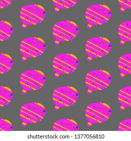 Pink brain textured seamless hand drawn pattern on grey