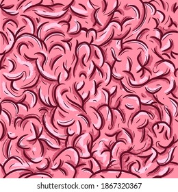 Pink brain wallpaper. Medicine and science  repetitive background. Seamless pattern with the human neural system.