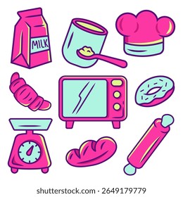 pink bread cartoon vector collection