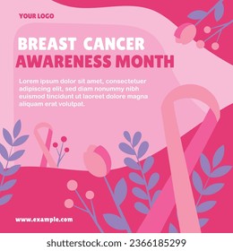 pink breast cancer awareness banner flyer social media post template by shabrina iqlil