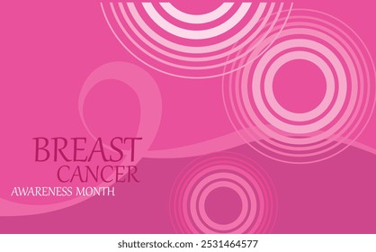pink Breast cancer awareness campaign banner background with ribbon and circle ornament stock illustration