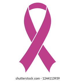 Pink breast cancer awareness ribbon isolated on a white background