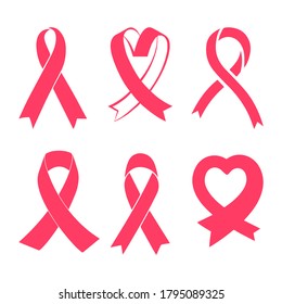 Pink breast cancer awareness ribbon. Vector illustration Eps 10