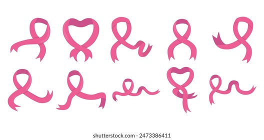 Pink Breast Cancer Awareness Ribbon Set