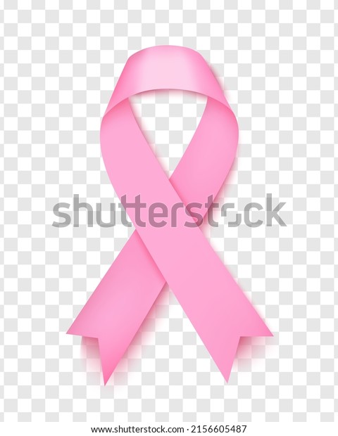 Pink breast cancer awareness ribbon on\
transparent background.Vector\
illustration.